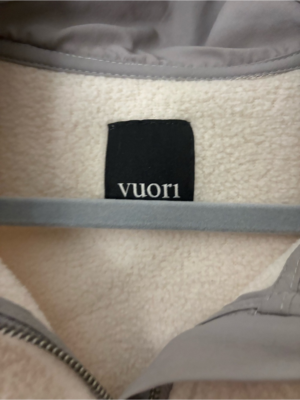Women’s Vuori Cream Alpine Sherpa Zip Jacket with Light Gray Trim - Picture 3 of 6